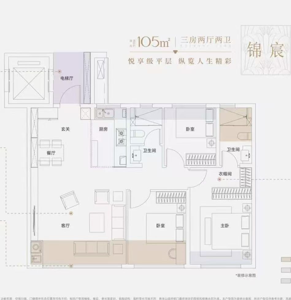 伟星.星宸玖序三房两厅两卫106㎡户型图
