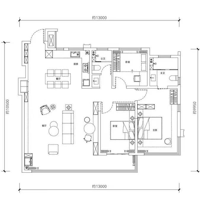 方岛金茂晓棠三室两厅两卫129㎡户型图