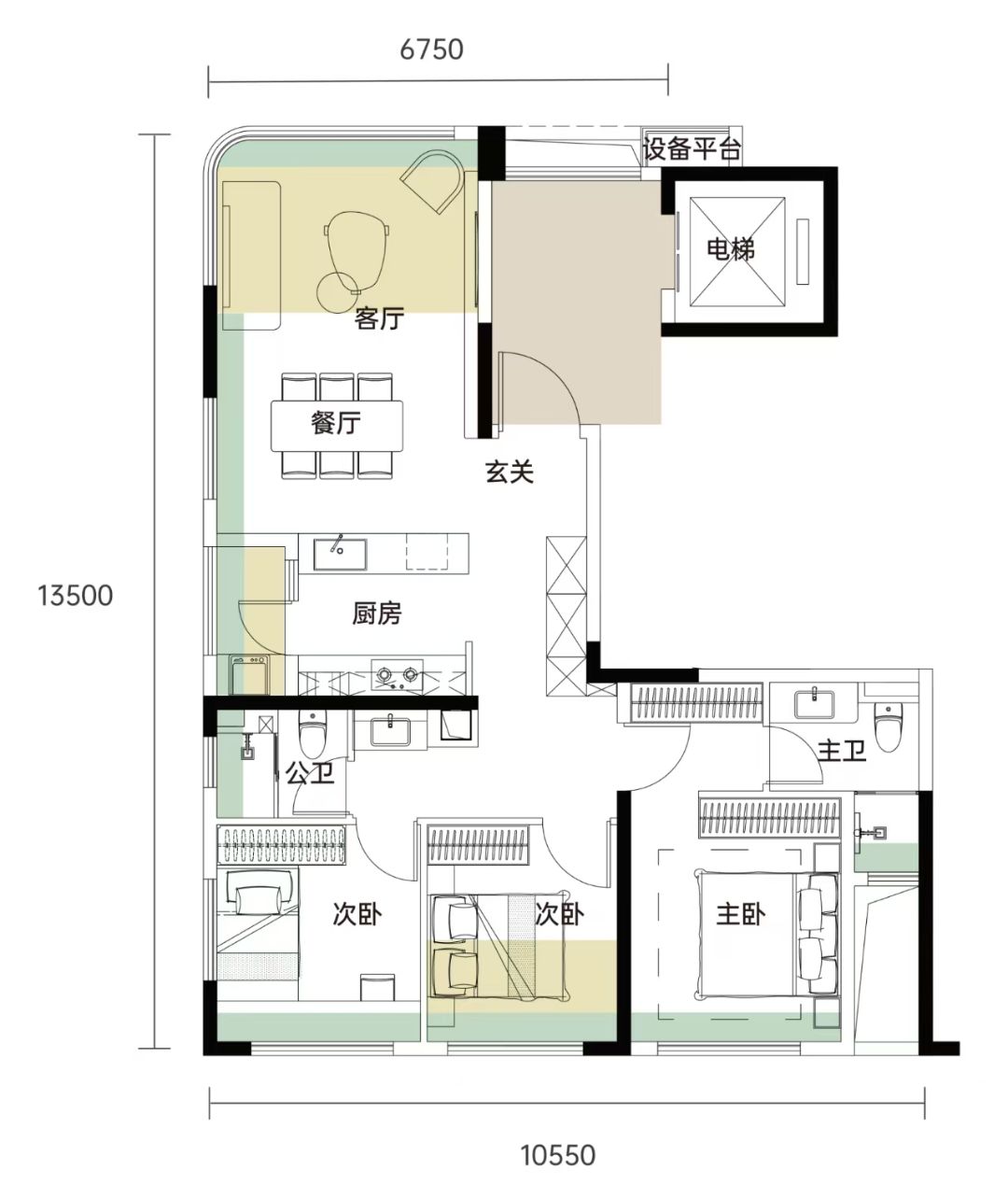 承宁府三室两厅两卫115㎡户型图