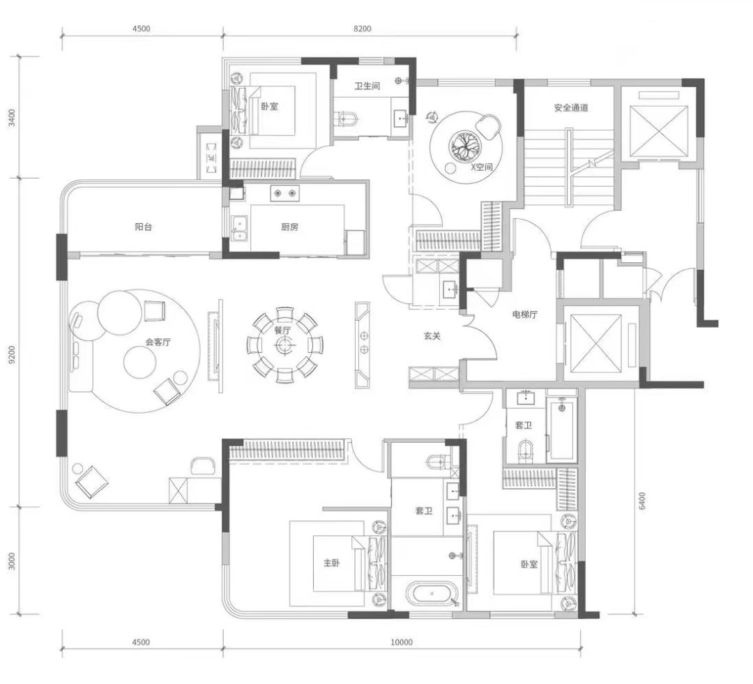 天创.元萃四房两厅三卫170㎡户型图