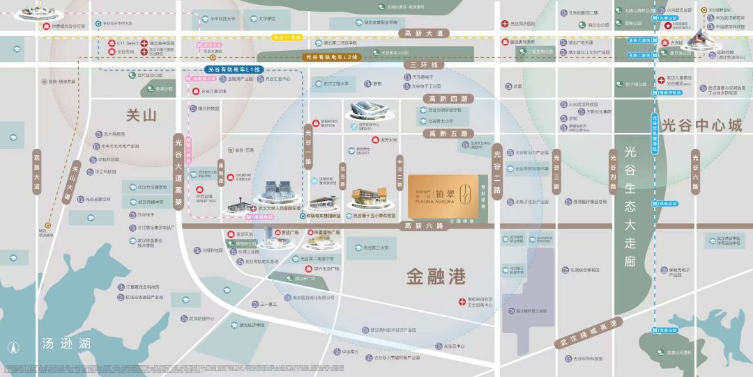 光谷地产.金地铂翠位置交通图