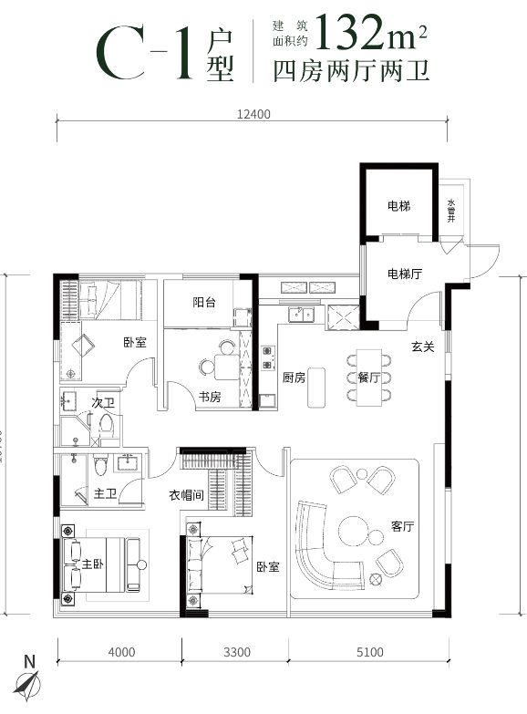 绿城.青雅书院四室两厅两卫